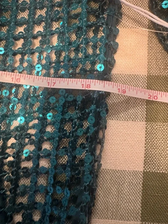 Pilcro Teal Sequin Mesh Jersey Long-Sleeve Top - Picture 14 of 16